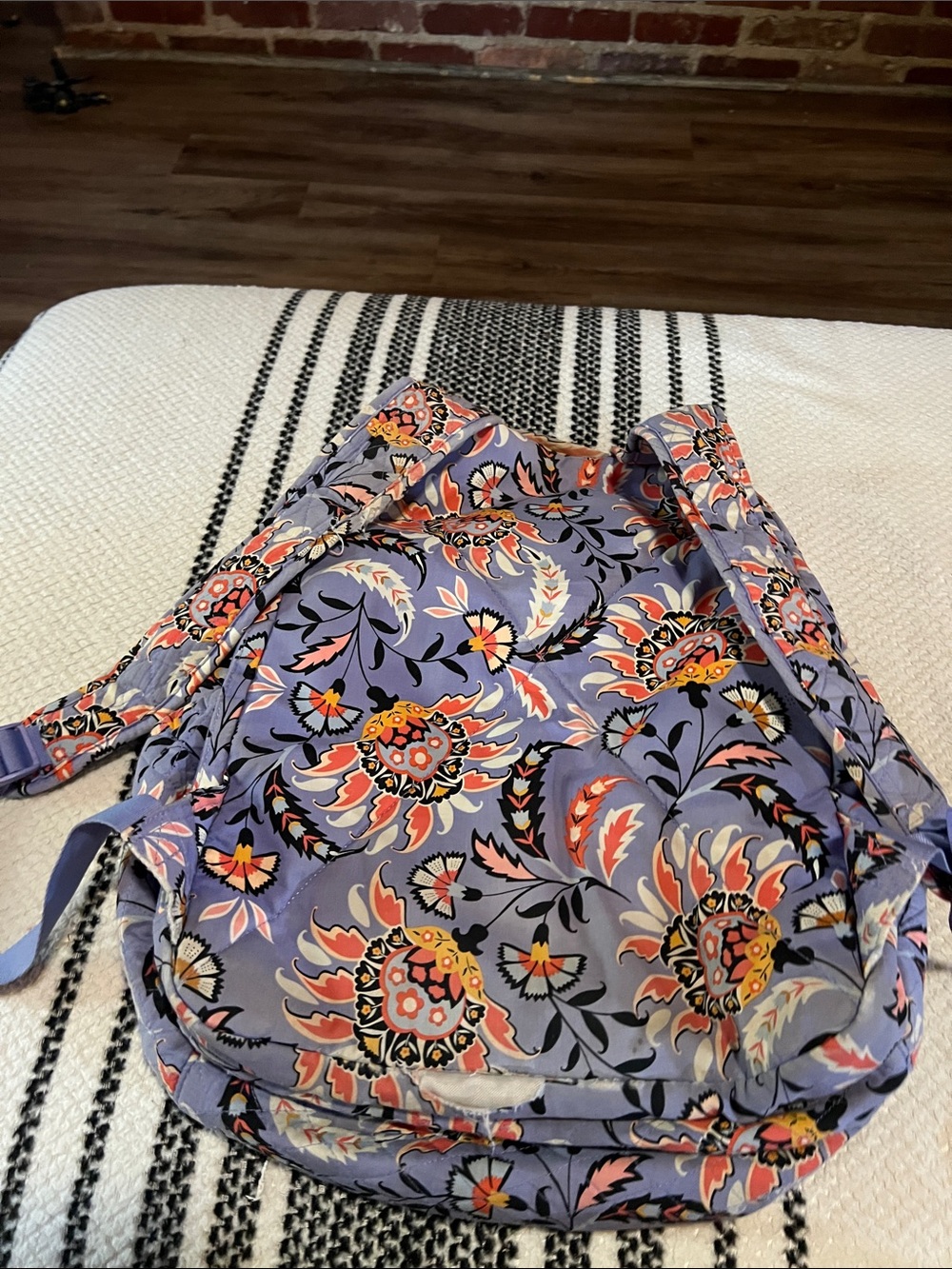 Vera Bradley Lavender Floral Quilted Backpack with Orange Accents - Picture 3 of 5